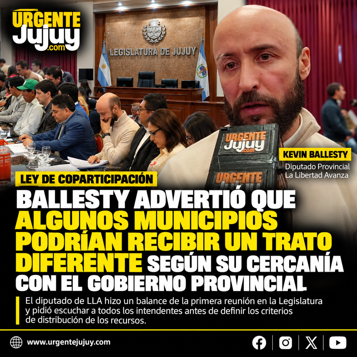 Ballesty advirtió que algunos municipios podrían recibir un trato diferente según su cercanía con el Gobierno provincial