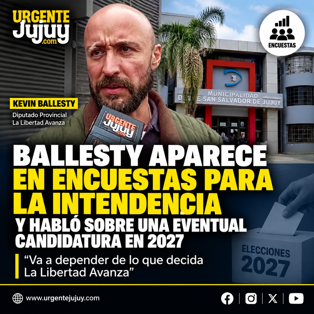 Ballesty aparece en encuestas para la Intendencia y habló sobre una eventual candidatura en 2027. “Va a depender de lo que decida La Libertad Avanza”