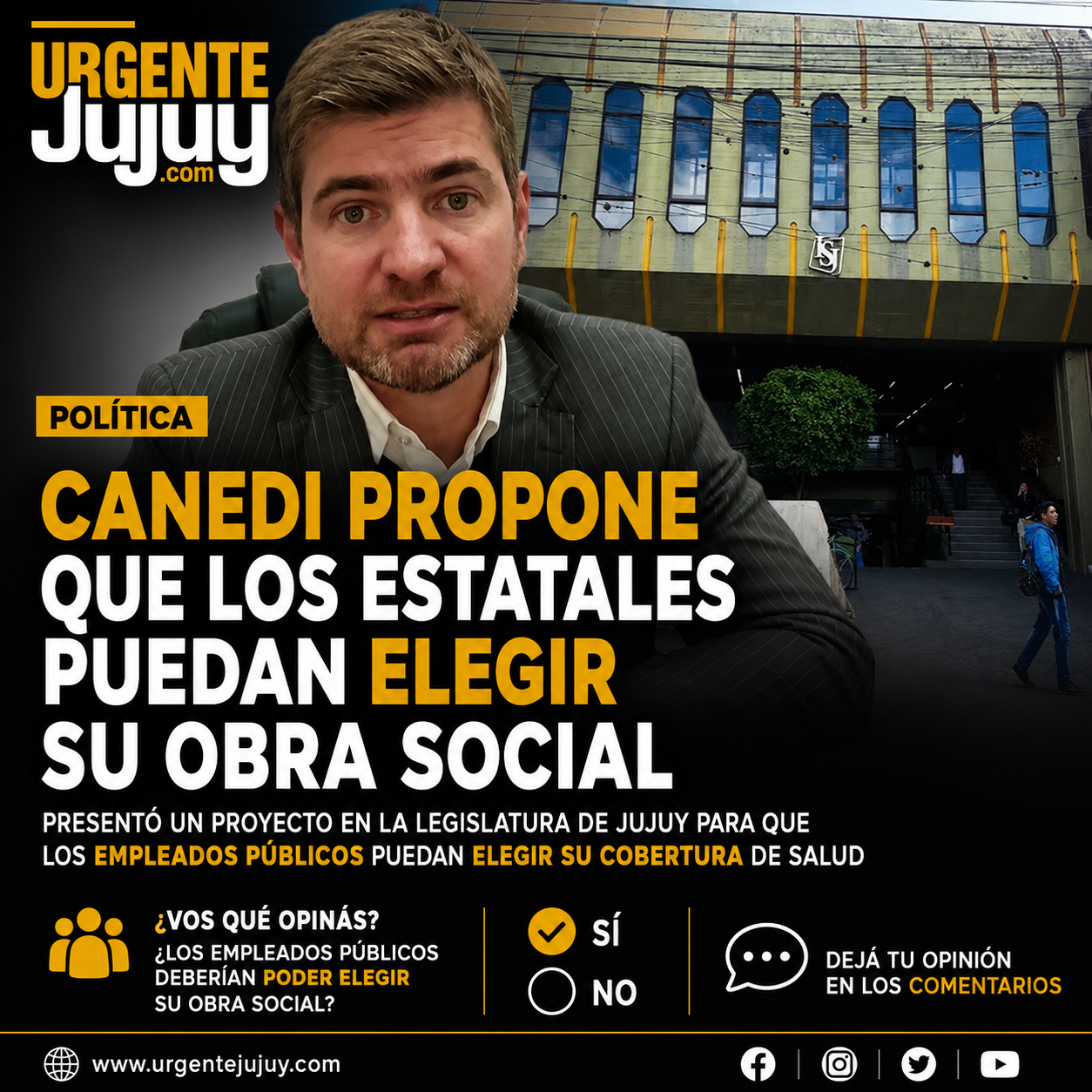 Federico Canedi propone terminar con la afiliación obligatoria al Instituto de Seguros de Jujuy y que el empleado estatal pueda elegir que obra social desea tener