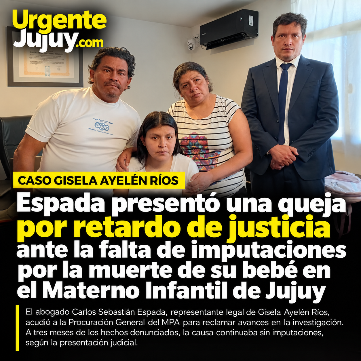 Caso Gisela Ayelén Ríos: Espada presentó una queja por retardo de justicia ante la falta de imputaciones por la muerte de su bebé en el Materno Infantil de Jujuy
