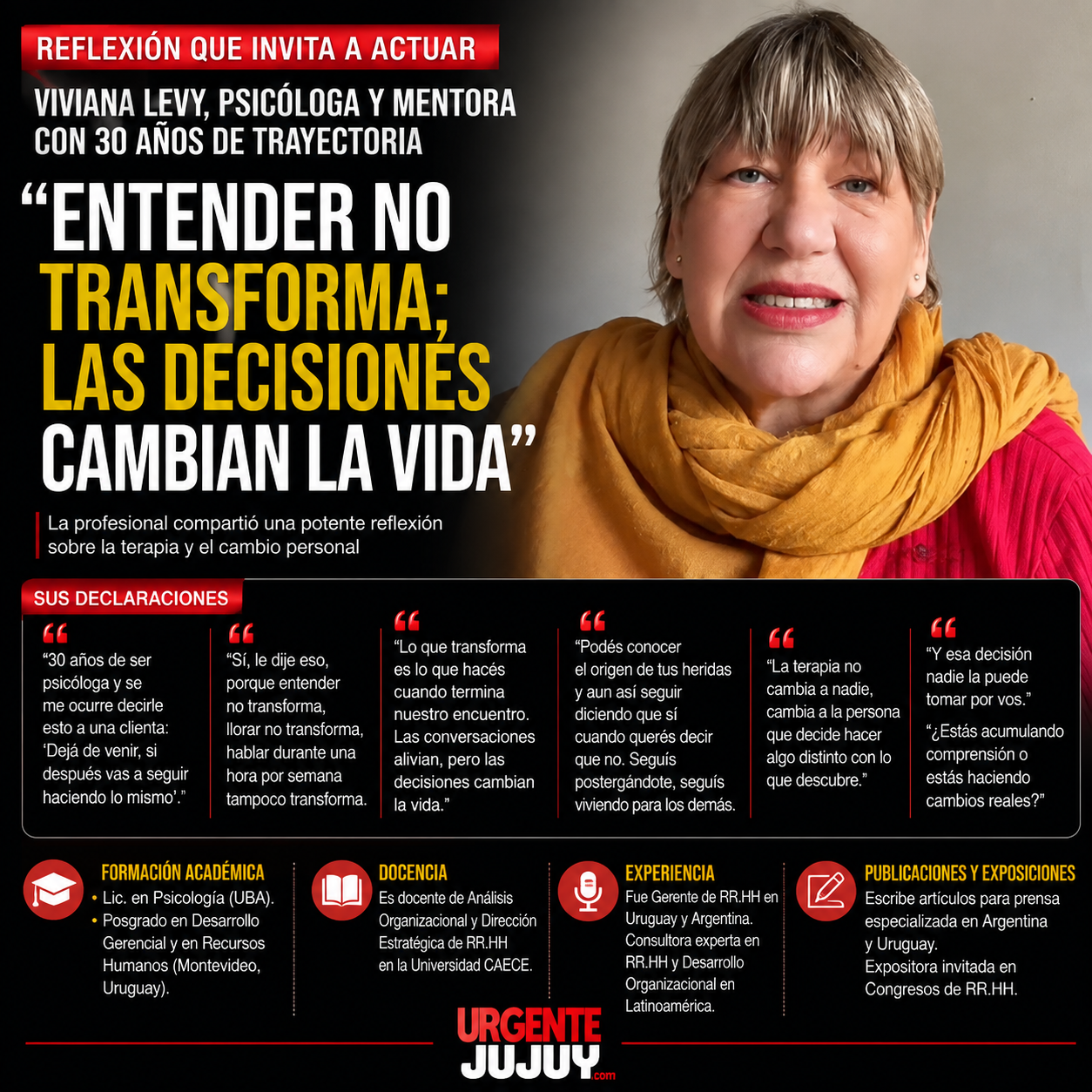 “Dejá de venir si después vas a seguir haciendo lo mismo”: la reflexión de Viviana Levy sobre la terapia