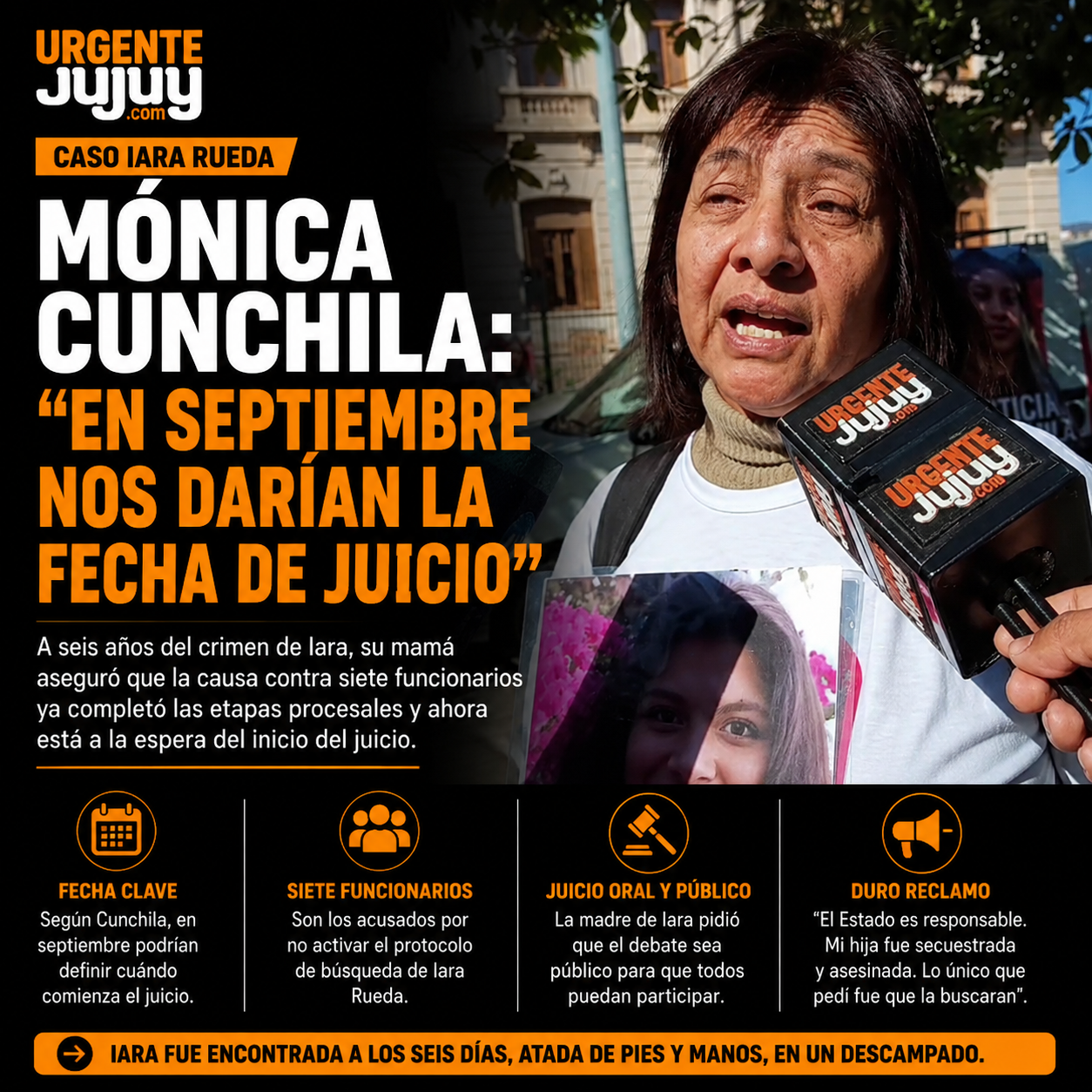 Caso Iara Rueda: Mónica Cunchila espera que en septiembre se defina la fecha del juicio contra siete funcionarios